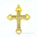 fashion cross heart pendant with stone zinc alloy jewelry accessory